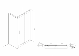 Двері душова розсувні Roca Town 140х195 профіль алюміній хром прозоре скло AMP181401M