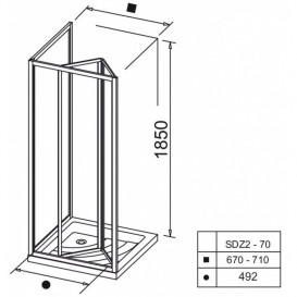 Двері душова складається Ravak Supernova SDZ2-70 білий профіль полістирол pearl 01V1010011