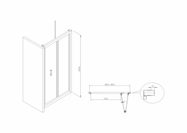Двері душова складається Roca Town 90х195 профіль алюміній хром прозоре скло AMP1909012M