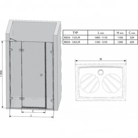 Дверь душевая трехэлементная Ravak Brilliant BSD3-120 L профиль хром стекло transparent 0ULG0A00Z1