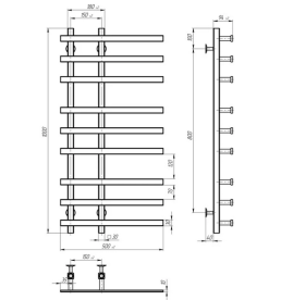 Электрический полотенцесушитель Deffi Atena П9 150х1000 правое подключение хром A.AT.100.15.9.E.C.R.2