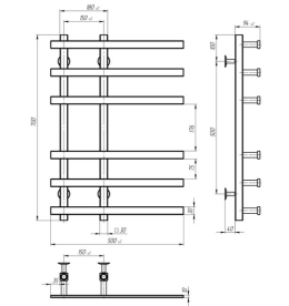 Электрический полотенцесушитель Deffi Atena П6 150х700 правое подключение черный A.AT.70.15.6.E.B.R.2