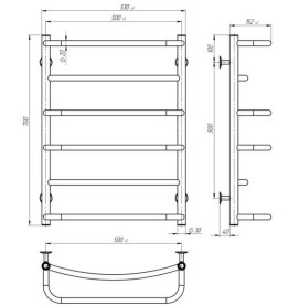 Электрический полотенцесушитель Deffi Аквамикс П6 500х700 левое подключение белый C.AM.70.50.6.E.W.L.5