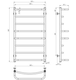 Електросушарка для рушників Deffi Аквамікс П8 500х900 праве підключення білий C.AM.90.50.8.E.W.R.5