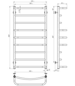 Електрична сушарка для рушників Deffi Аквамікс П9 500х1000 ліве підключення хром C.AM.100.50.9.E.C.L.5