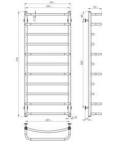 Електросушарка для рушників Deffi Аквамікс П11 500х1200 праве підключення JD03 хром C.AM.120.50.11.E.C.R.1