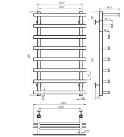 Электрический полотенцесушитель Deffi Agata П8 400x800 правое подключение JD04 хром A.AG.80.40.8.E.C.R.2