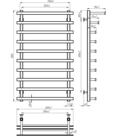 Електрична сушарка для рушників Deffi Agata П10 500x1000 ліве підключення JD04 чорний A.AG.100.50.10.E.B.L.4