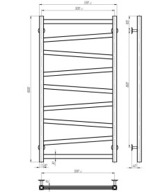 Электрический полотенцесушитель Deffi Alpha П9 500х1000 правое подключение JD04 хром A.AL.100.50.9.E.C.R.2