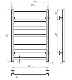 Электрический полотенцесушитель Deffi Avast П7 400х600 левое подключение WD04 белый B.AV.60.40.7.E.W.L.4