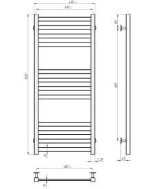 Электрический полотенцесушитель Deffi Avast П12 400х1000 правое подключение WD04 белый B.AV.100.40.12.E.W.R.4