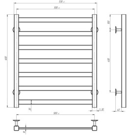 Электрический полотенцесушитель Deffi Avast П7 500х600 левое подключение JD04 черный B.AV.60.50.7.E.B.L.2