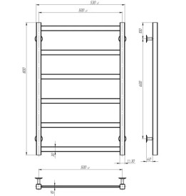 Электрический полотенцесушитель Deffi Avast П6 500х800 левое подключение WD04 белый B.AV.80.50.6.E.W.L.4