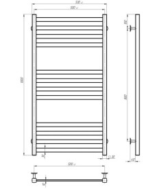 Электрический полотенцесушитель Deffi Avast П12 500х1000 левое подключение WD04 белый B.AV.100.50.12.E.W.L.4