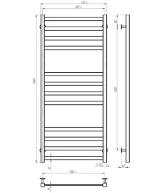 Электрический полотенцесушитель Deffi Avast П12 500х1200 правое подключение JD04 черный B.AV.120.50.12.E.B.R.2