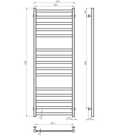 Электрический полотенцесушитель Deffi Avast П15 500х1400 левое подключение WD04 белый B.AV.140.50.15.E.W.L.4