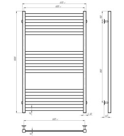 Электрический полотенцесушитель Deffi Avast П12 600х1000 левое подключение WD04 белый B.AV.100.60.12.E.W.L.4
