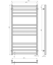 Електрична сушарка для рушників Deffi Avast П12 600х1200 праве підключення JD04 чорний B.AV.120.60.12.E.B.R.2