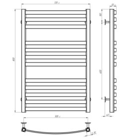 Електрична сушарка для рушників Deffi Adriana П12 500х800 ліве підключення JD04 чорний B.AR.80.50.12.E.B.L.2