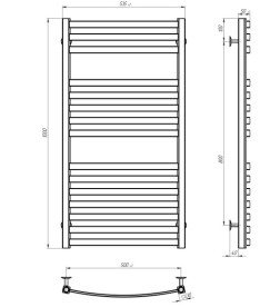 Електрична сушарка для рушників Deffi Adriana П15 500х1000 праве підключення JD04 чорний B.AR.100.50.15.E.B.R.2