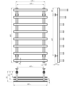 Електросушарка для рушників Deffi Breeze П8 400x800 праве підключення JD04 хром A.BZ.80.40.8.E.C.R.2