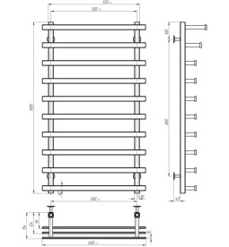 Электрический полотенцесушитель Deffi Breeze П10 500x1000 правое подключение JD04 хром A.BZ.100.50.10.E.C.R.2
