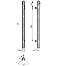 Электрический полотенцесушитель Deffi Chloe 30x700 WD03 нержавеющая сталь белый C.MK.70.30.E.W.U.3
