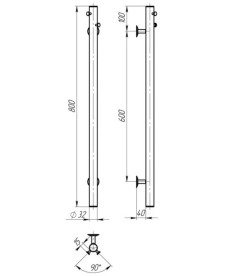 Электрический полотенцесушитель Deffi Chloe 30x800 WD03 нержавеющая сталь белый C.MK.80.30.E.W.U.3