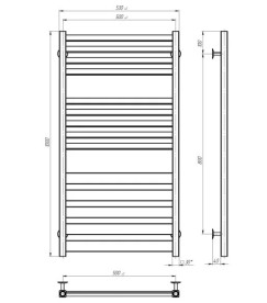 Электрический полотенцесушитель Deffi Diamant П14 500х1000 правое подключение JD04 хром A.DT.100.50.14.E.C.R.2
