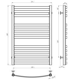 Электрический полотенцесушитель Deffi Dexter П12 500х800 левое подключение JD04 черный A.DR.80.50.12.E.B.L.2