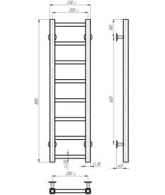 Электрический полотенцесушитель Deffi Forest П8 200х800 левое подключение JD04 хром A.FR.80.20.8.E.C.L.2