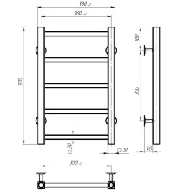 Электрический полотенцесушитель Deffi Forest П5 300х500 правое подключение JD04 хром A.FR.50.30.5.E.C.R.2