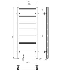 Электрический полотенцесушитель Deffi Forest П8 300х800 правое подключение JD04 черный A.FR.80.30.8.E.B.R.2
