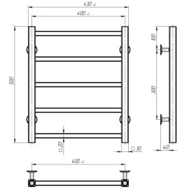 Электрический полотенцесушитель Deffi Forest П5 400х500 правое подключение JD04 черный A.FR.50.40.5.E.B.R.2