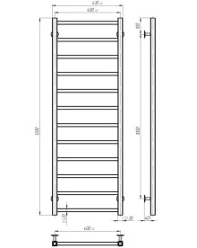 Електрична сушарка для рушників Deffi Forest П12 400х1200 праве підключення JD04 чорний A.FR.120.40.12.E.B.R.2