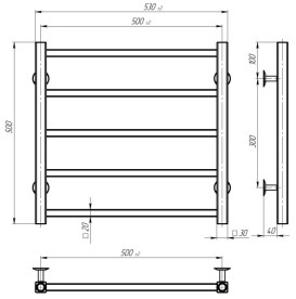Електрична сушарка для рушників Deffi Forest П5 500х500 праве підключення JD04 чорний A.FR.50.50.5.E.B.R.2