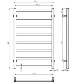 Электрический полотенцесушитель Deffi Forest П8 500х800 левое подключение JD04 черный A.FR.80.50.8.E.B.L.2