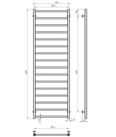 Електрична сушарка для рушників Deffi Forest П16 500х1600 праве підключення JD04 чорний A.FR.160.50.16.E.B.R.2