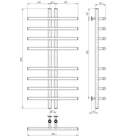 Электрический полотенцесушитель Deffi Gray П8 60х1000 левое подключение WD03 белый A.GY.100.6.8.E.W.L.3