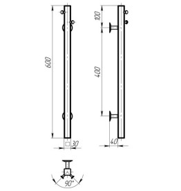 Електрична сушарка для рушників Deffi Holly 30x600 JD04 нержавіюча сталь чорний C.MB.60.30.E.B.U.2