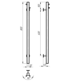 Электрический полотенцесушитель Deffi Holly 30x800 JD04 нержавеющая сталь черный C.MB.80.30.E.B.U.2