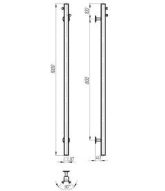 Электрический полотенцесушитель Deffi Holly 30x1000 JD04 нержавеющая сталь черный C.MB.100.30.E.B.U.2