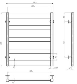Электрический полотенцесушитель Deffi Harmony П5 500х600 правое подключение WD04 белый B.HR.60.50.5.E.W.R.4