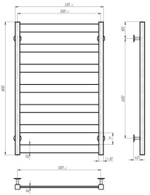 Электрический полотенцесушитель Deffi Harmony П7 500х800 левое подключение JD04 черный B.HR.80.50.7.E.B.L.2