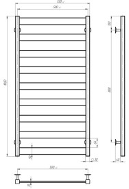 Электрический полотенцесушитель Deffi Harmony П9 500х1000 правое подключение JD04 черный B.HR.100.50.9.E.B.R.2