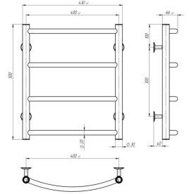 Електрична сушарка Deffi Класик П4 400х500 праве підключення WD03 білий C.DK.50.40.4.E.W.R.3