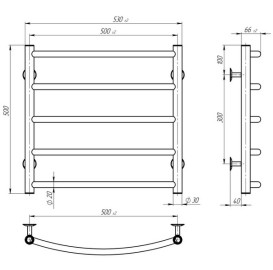 Электрический полотенцесушитель Deffi Классик П5 500х500 правое подключение JD03 черный C.DK.50.50.5.E.B.R.1