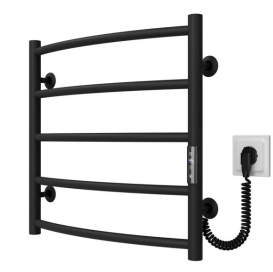 Электрический полотенцесушитель Deffi Классик П5 500х500 правое подключение JD03 черный C.DK.50.50.5.E.B.R.1