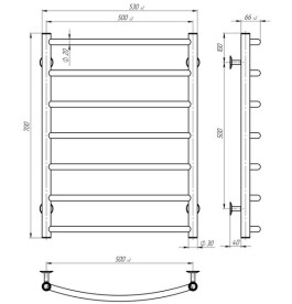 Електрична сушарка для рушників Deffi Класик П7 500х700 праве підключення JD03 чорний C.DK.70.50.7.E.B.R.1