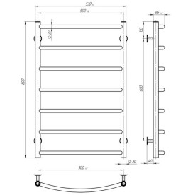Електрична сушарка для рушників Deffi Класик П7 500х800 праве підключення JD03 хром C.DK.80.50.7.E.C.R.1